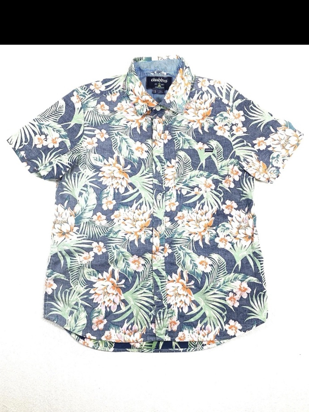Chubbies Mens Small Tropical Floral Hawaiian Short Sleeve Button Up Shirt